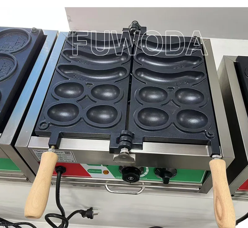 

2000W Commercial 4 pcs Gold Coins & Skewers Waffle Machine Popular Snack-making Equipment