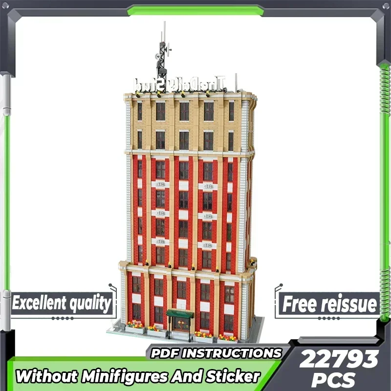 

Модель City Street View Moc, строительные кирпичи, большие небоскрепы, технология, модульные блоки, подарки, рождественские игрушки, наборы «сделай сам», сборка
