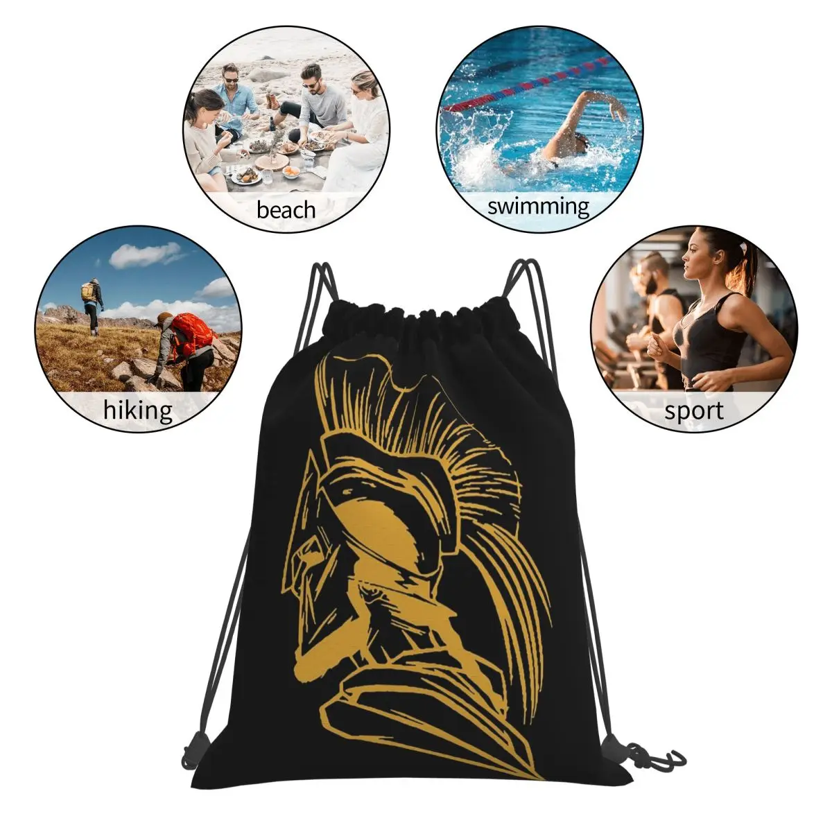 Spartan Warrior Warrior Backpacks Multi-function Portable Drawstring Bags Shoes Bag Book Bags For Man Woman School