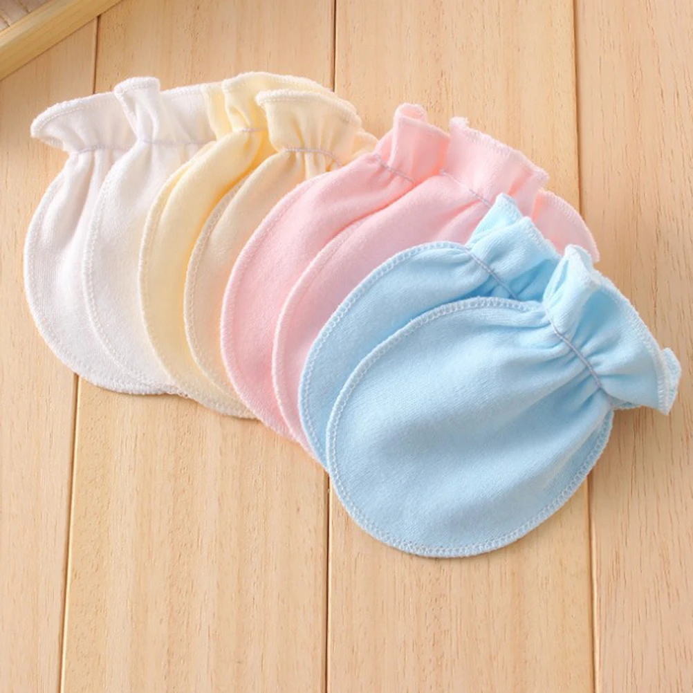 

4 Pairs Face Scratch Gloves Stretchy Newborn Protection Comfortable Anti-grasping Anti-scratching