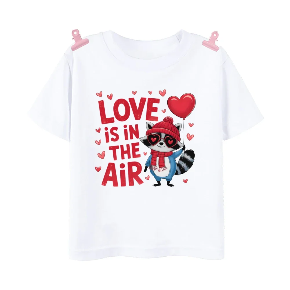 I Steal Hearts Dinosaur Print Kids Shirts Boy Girls Valentine's Day Outfit T-shirt Child Short Sleeve Tee Clothes Children Tops