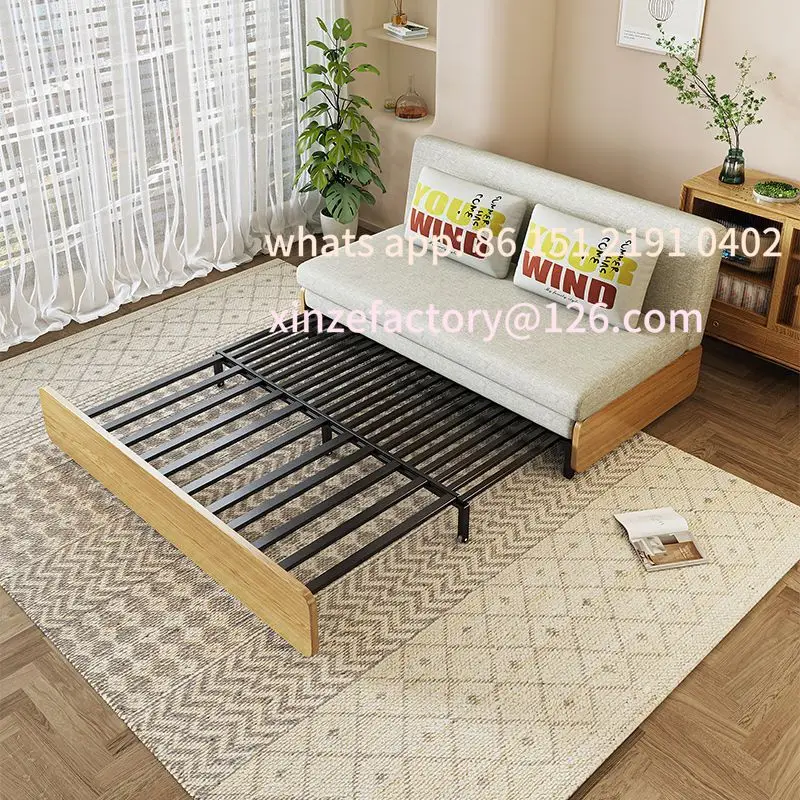 

Customizable log wind retractable bed sofa bed dual-purpose small apartment living room foldable multifunctional double storage