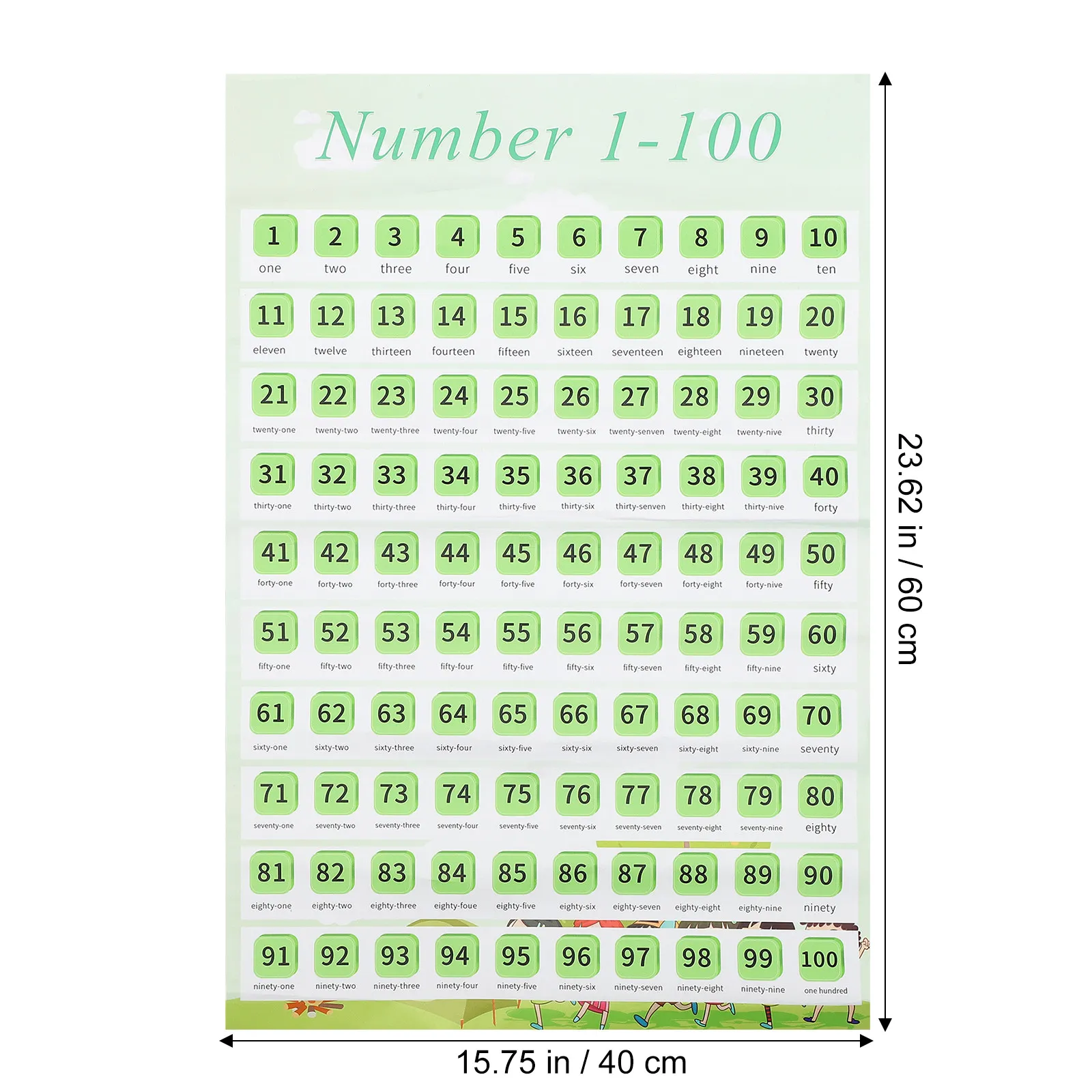 Numbers 1-100 Counting Chart Educational Wall Chart Bright Colorful Preschool Learning Teaching Tool Recognition Poster