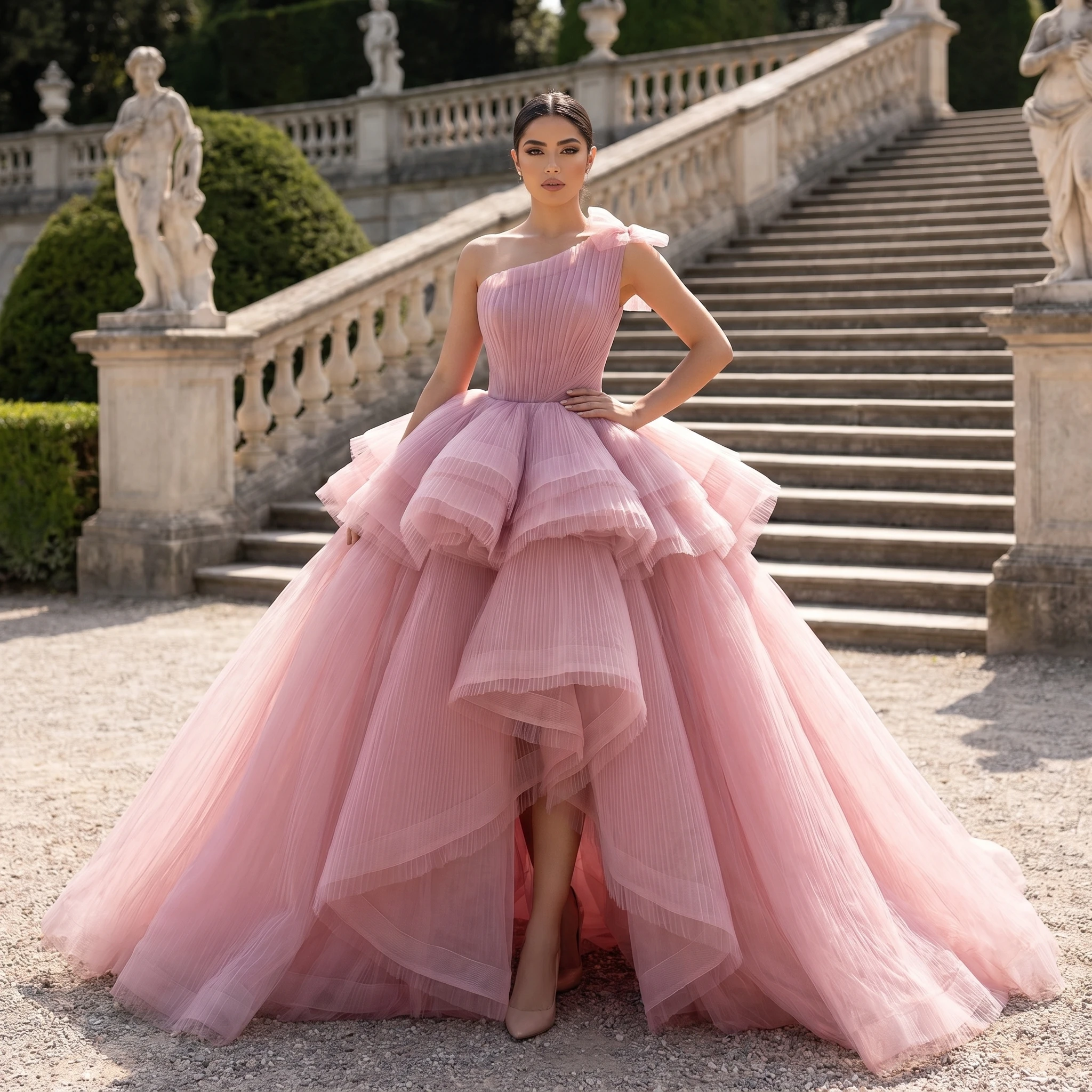 Princess Style Quinceneara Dress High Low Plus size One-Shoulder Birthday Party Dress Customized vestidos de 15 quinceañeras