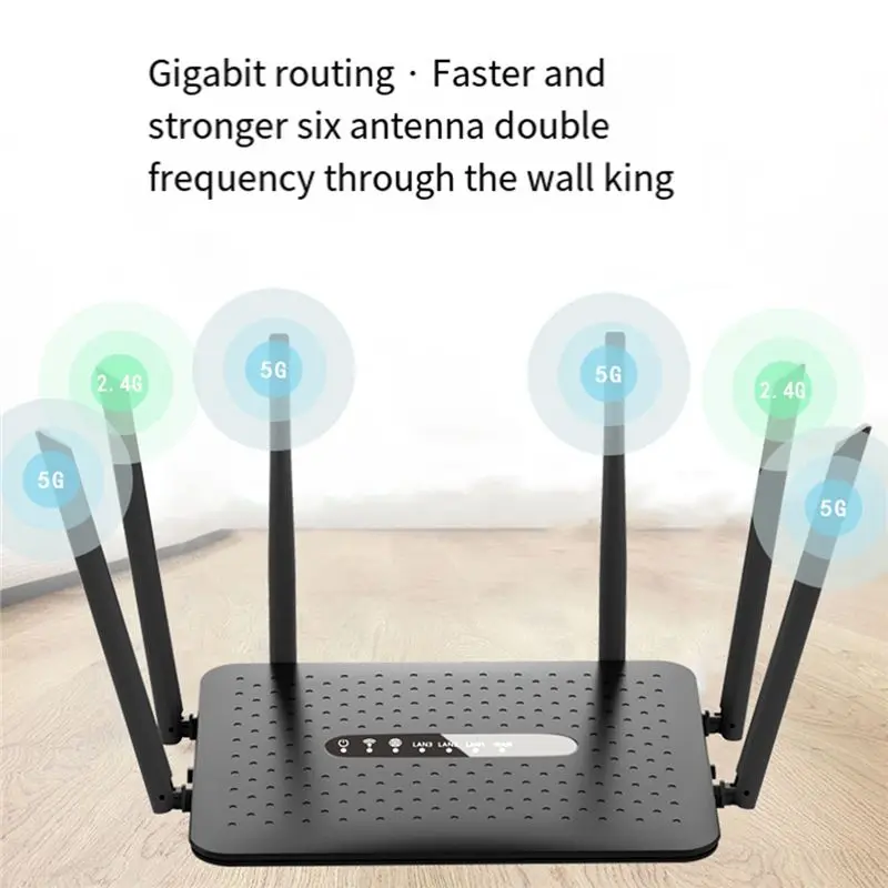 ~【A626Z】WLAN-Router, Gigabit-WLAN-Router, 2,4 G/5 G Dualband-WLAN-Router mit 6 Antennen, WLAN-Repeater, Signalverstärker, Schwarz