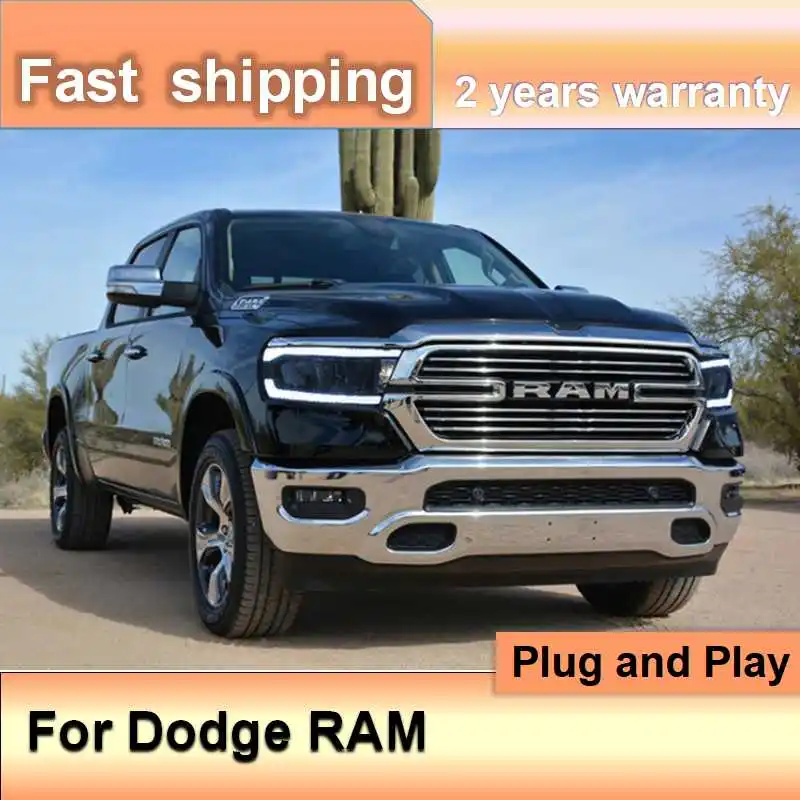 Car Accessories for Dodge Ram Head Light 2019-2021 Ram 1500 Headlights DRL Turn Signal High Beam Projector Lens