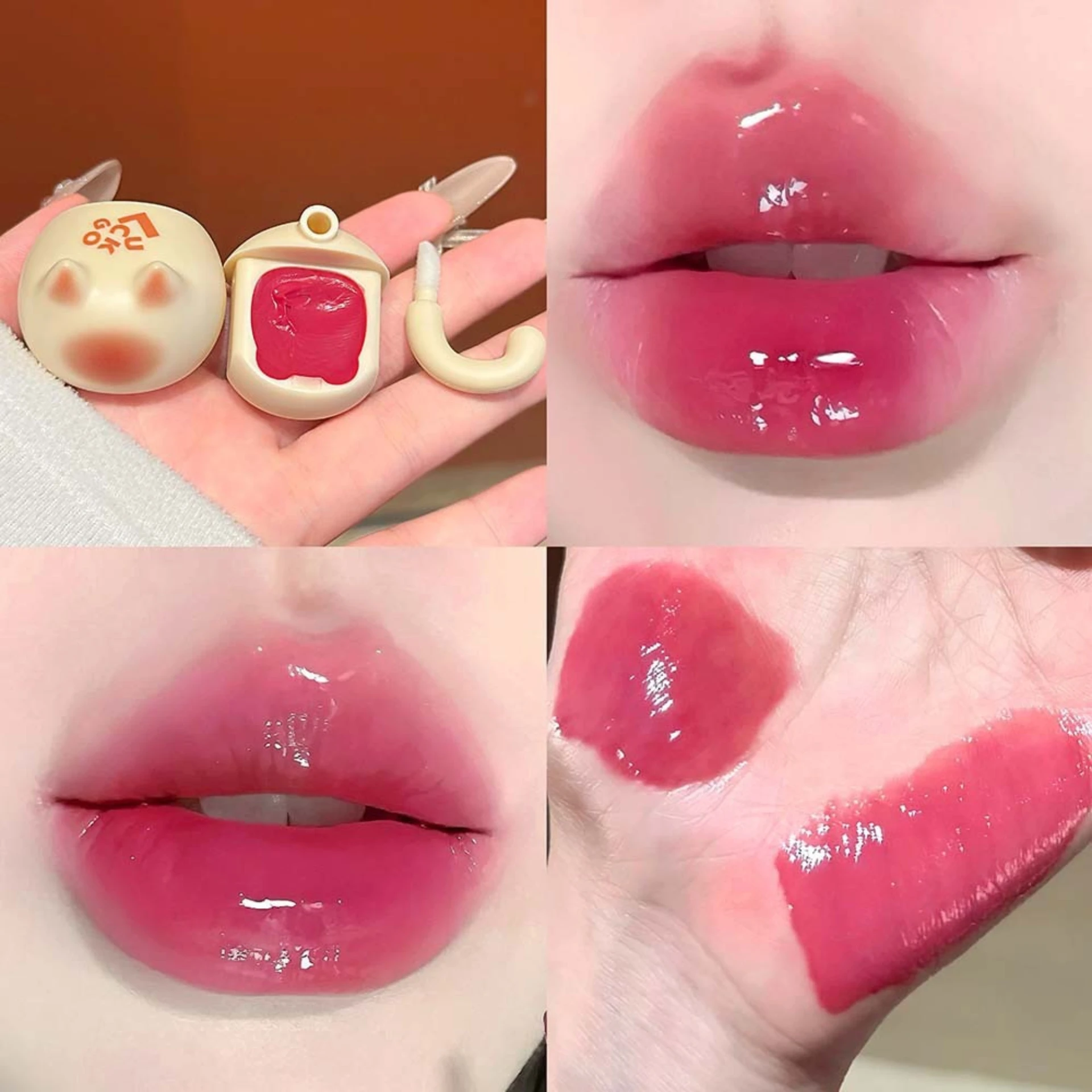 

Cat lip jelly is light and non-sticky, and the mirror surface is clear and easy to color improves the complexion Fruity makeup