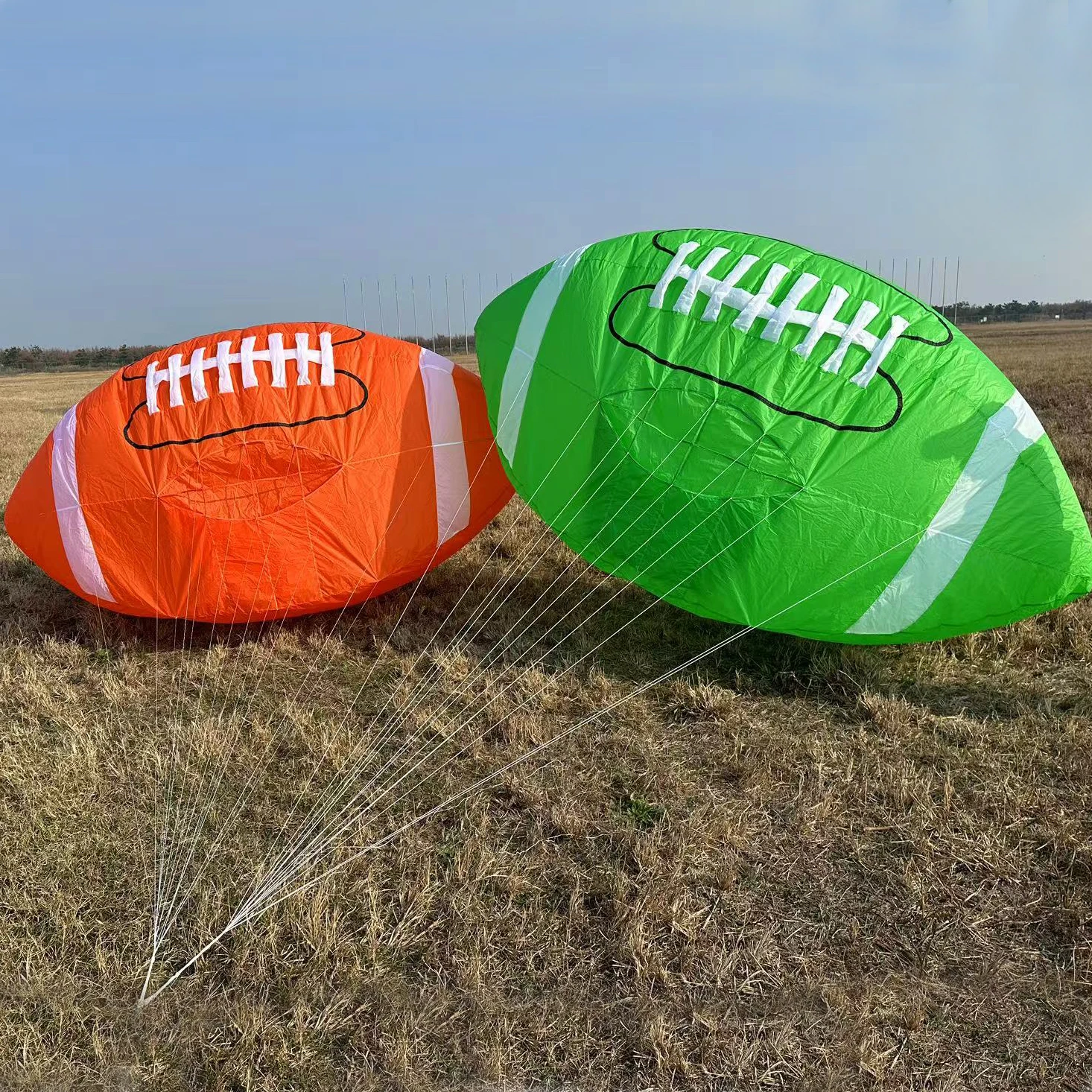 ソフトインフレータブルカイト,バッグ付きナイロン生地,フットボールカイト,ランドリーペンダント,30d,3.5m, 9km