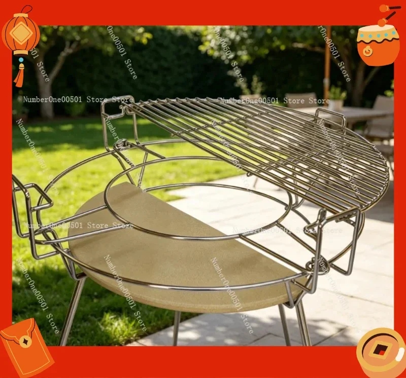 Ceramic BBQ Grill Accessories  Pizza Stone Stainless Steel Multifunction Baking Set for Outdoor Cooking