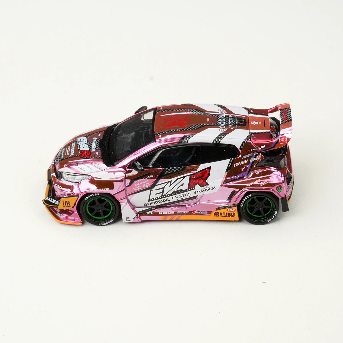POP Race Auf Lager 1:64 Pandem Rocket Bunny GR Yaris Goodride EVA Chrom Rosa Diecast Diorama Automodell Spielzeug