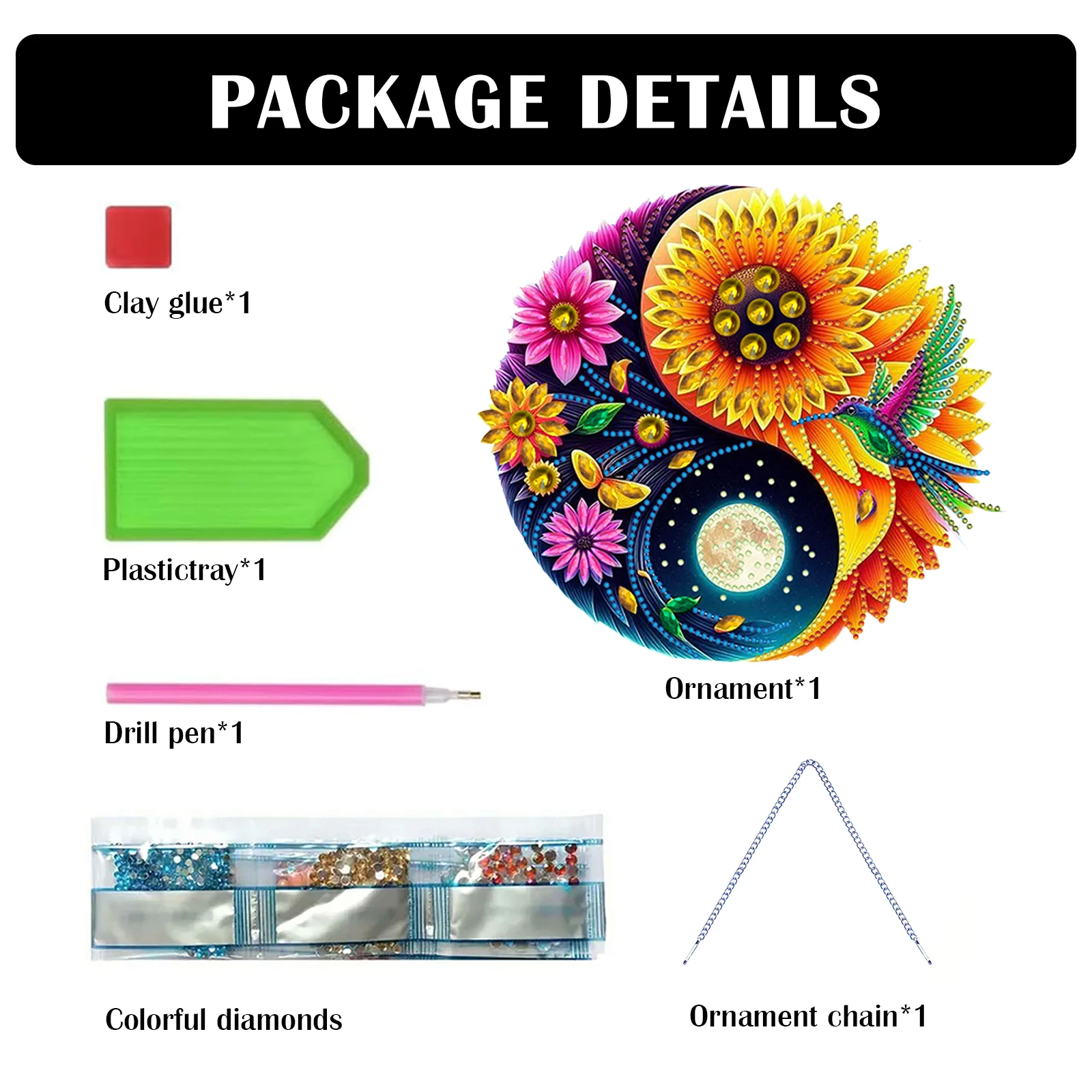 

2D/Flat DIY Double-Sided Rhinestone Diamond Art Window Pendants Hanging Diamond Art Kits Window Hanging Art for Home Decor