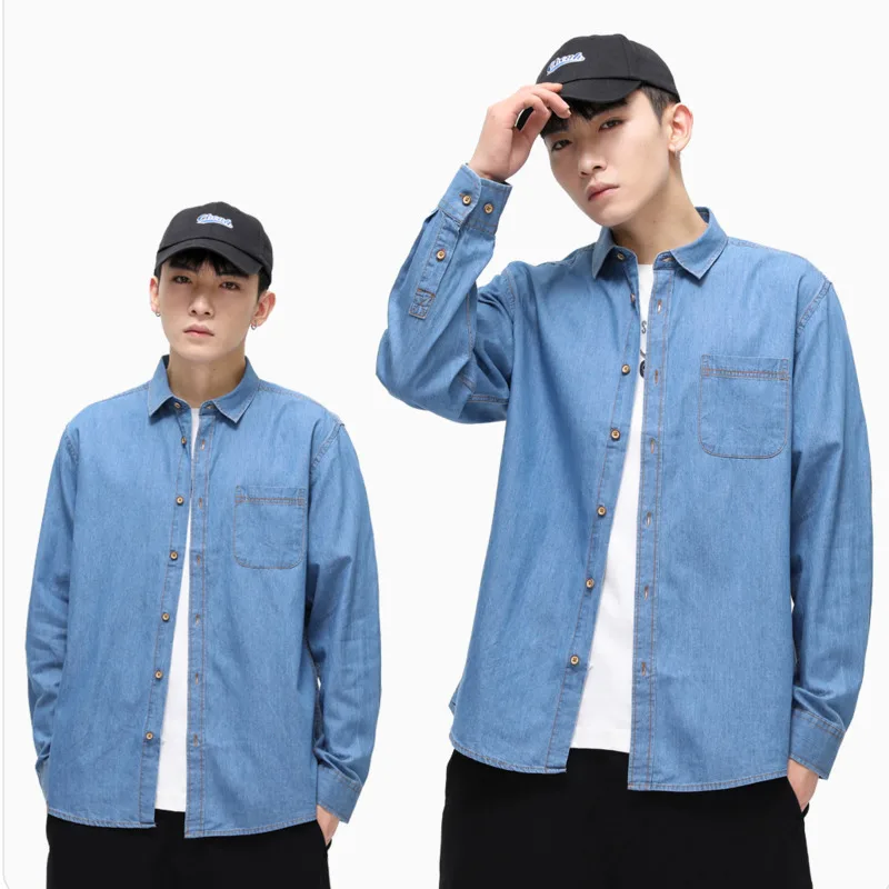 2024 Spring and Autumn New Men's Cowboy Loose Handsome Casual Chinese Trend Versatile Simple Long Sleeve Shirt Coat C709