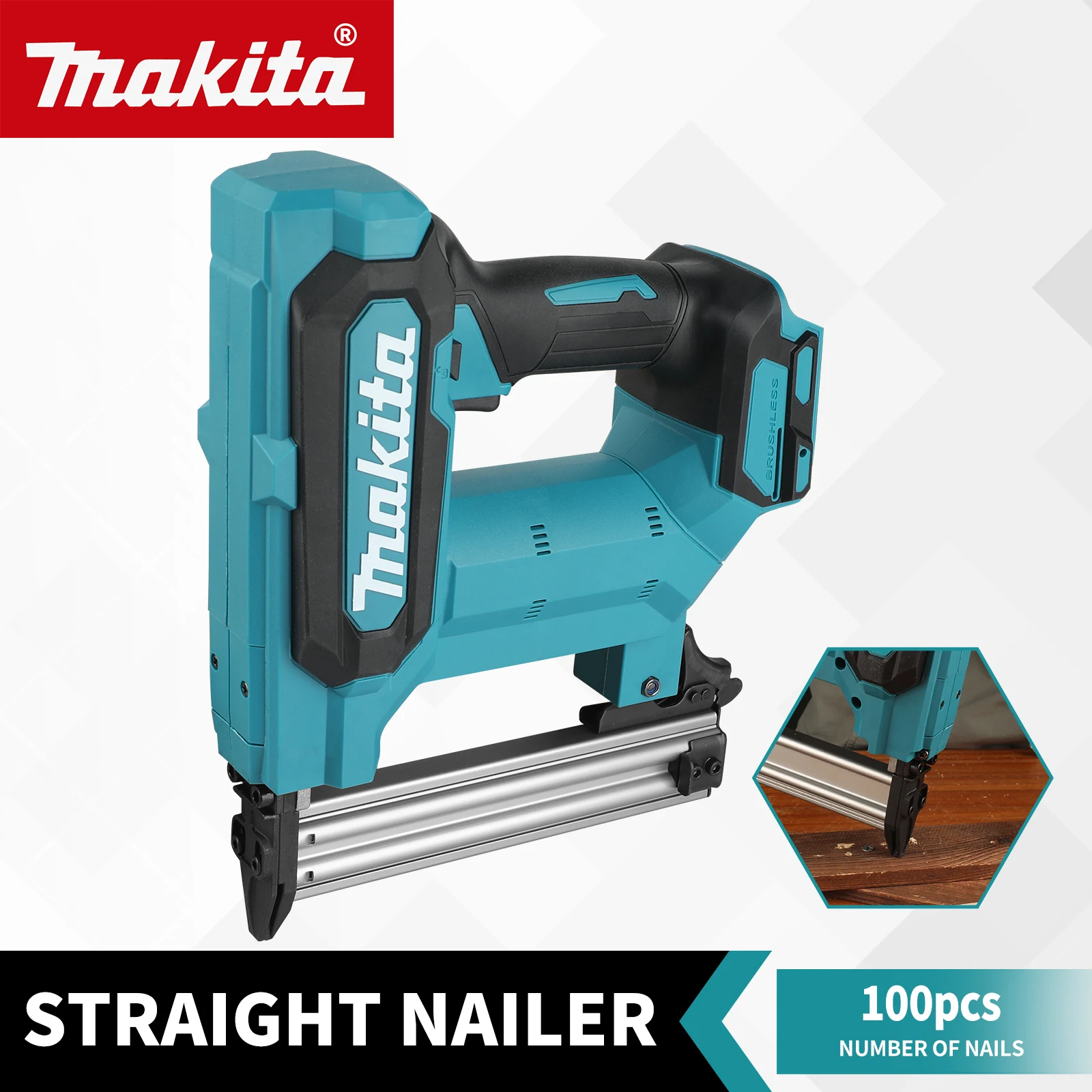 

NEW 2026 Makita 18V Lithium-Ion Nail Gun,Cordless Design,6.0Ah Battery,100-Nail Magazine,Great for Flooring Shelving & Woodwork