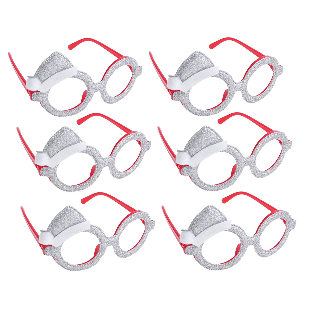 

6Pcs Christmas Glasses Cartoon Funny Hat Pattern Lightweight Comfortable for Party Festival Xmas Glasses Costume Props