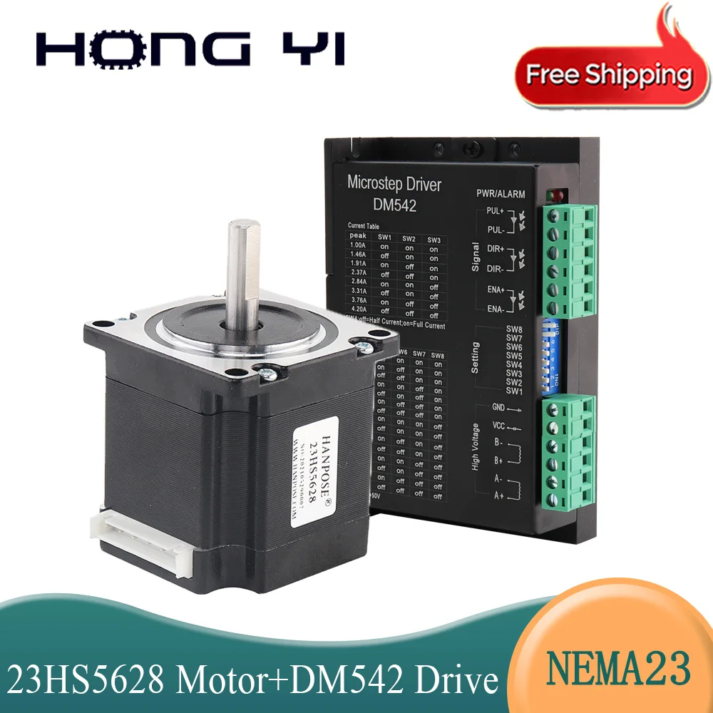 23HS5628 2.8A 126N.cm  driver DM542 57 stepper motor for CE CNC Laser and 3D printer Nema23 Stepper Motor