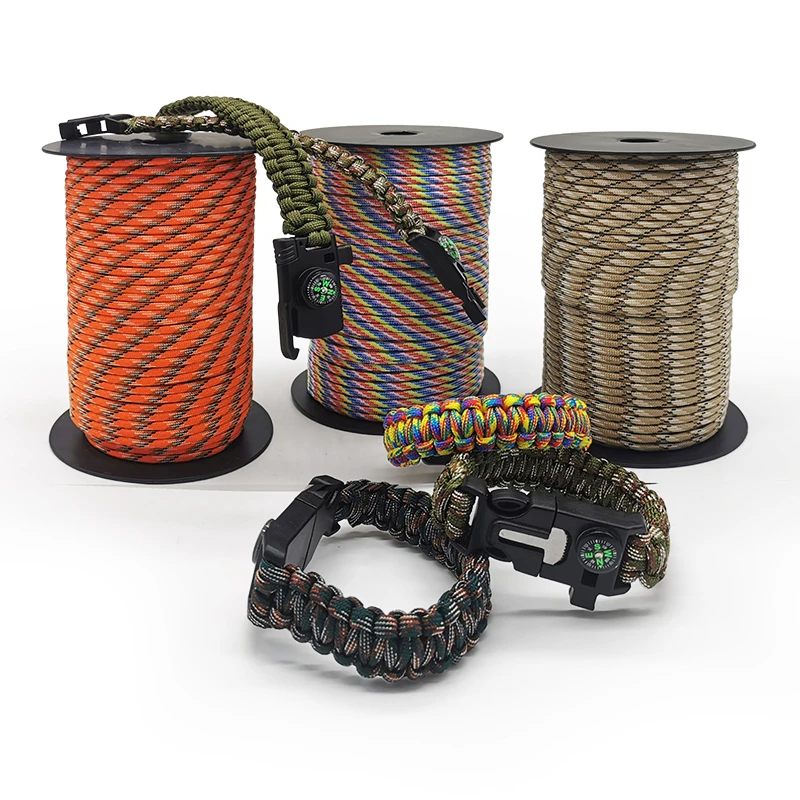 550 Military 100M 7-Core Paracord Rope 4mm Outdoor Polyester Parachute Cord Camping Survival Umbrella Tent Bundle