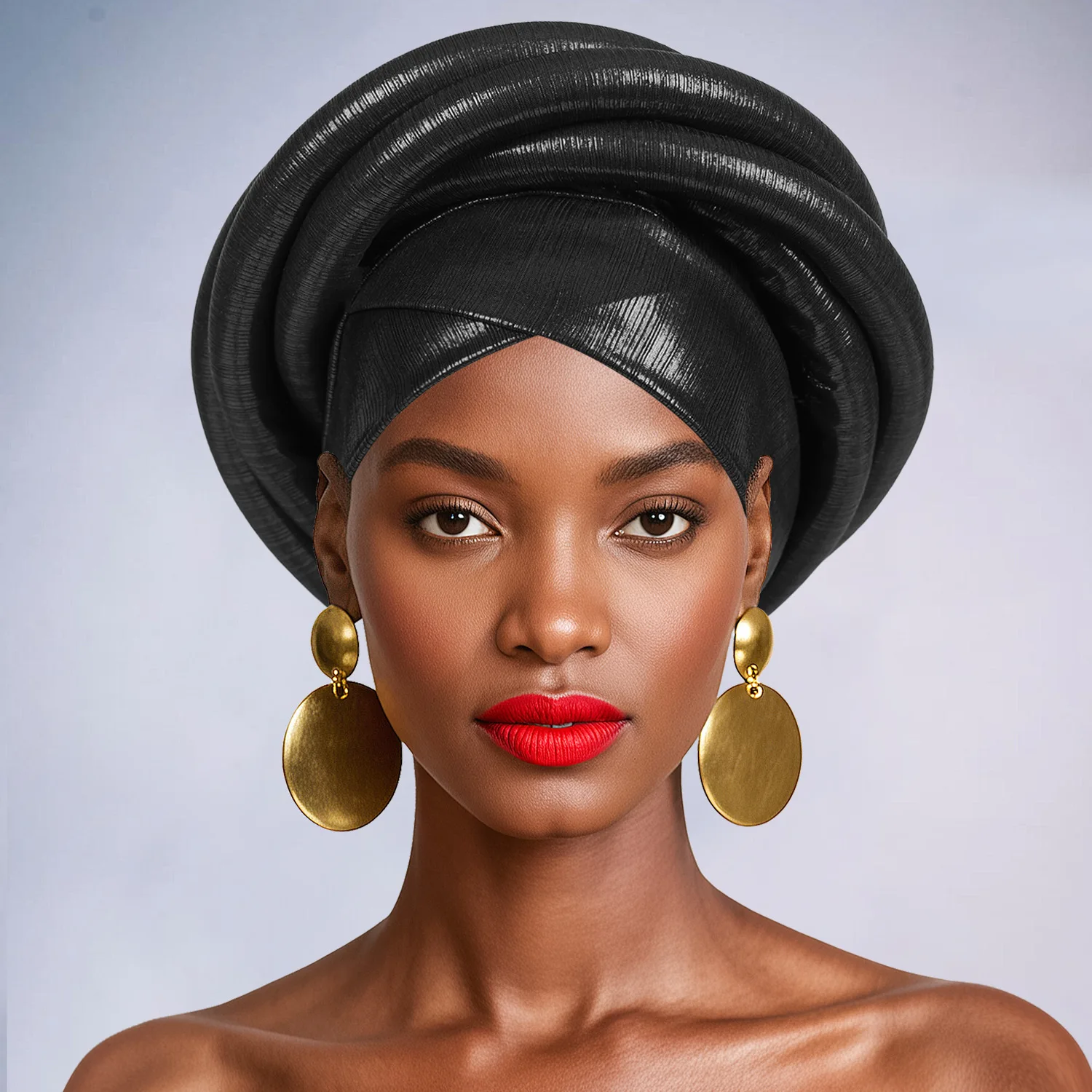 Shining African Women Turban Cap Elastic Twisted Braid Headtie Auto Gele Female Head Wraps Wedding Party Headpiece Bonnet - view 2