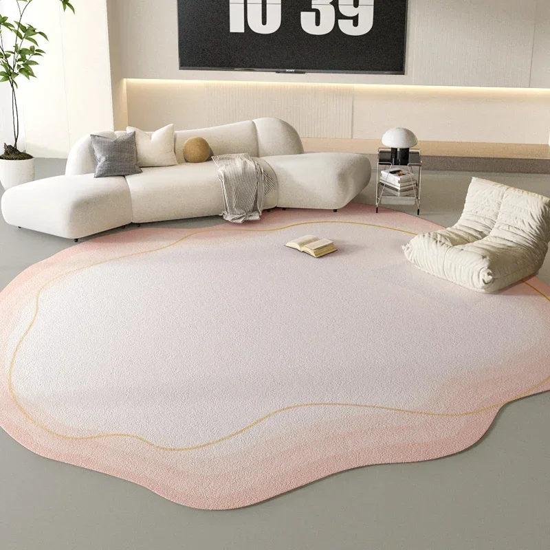 Ins Style Living Room Decoration Pink Carpet Irregular Shape Rugs for Bedroom Fluffy Soft Plush Bedside Mat Luxury Cloakroom Rug