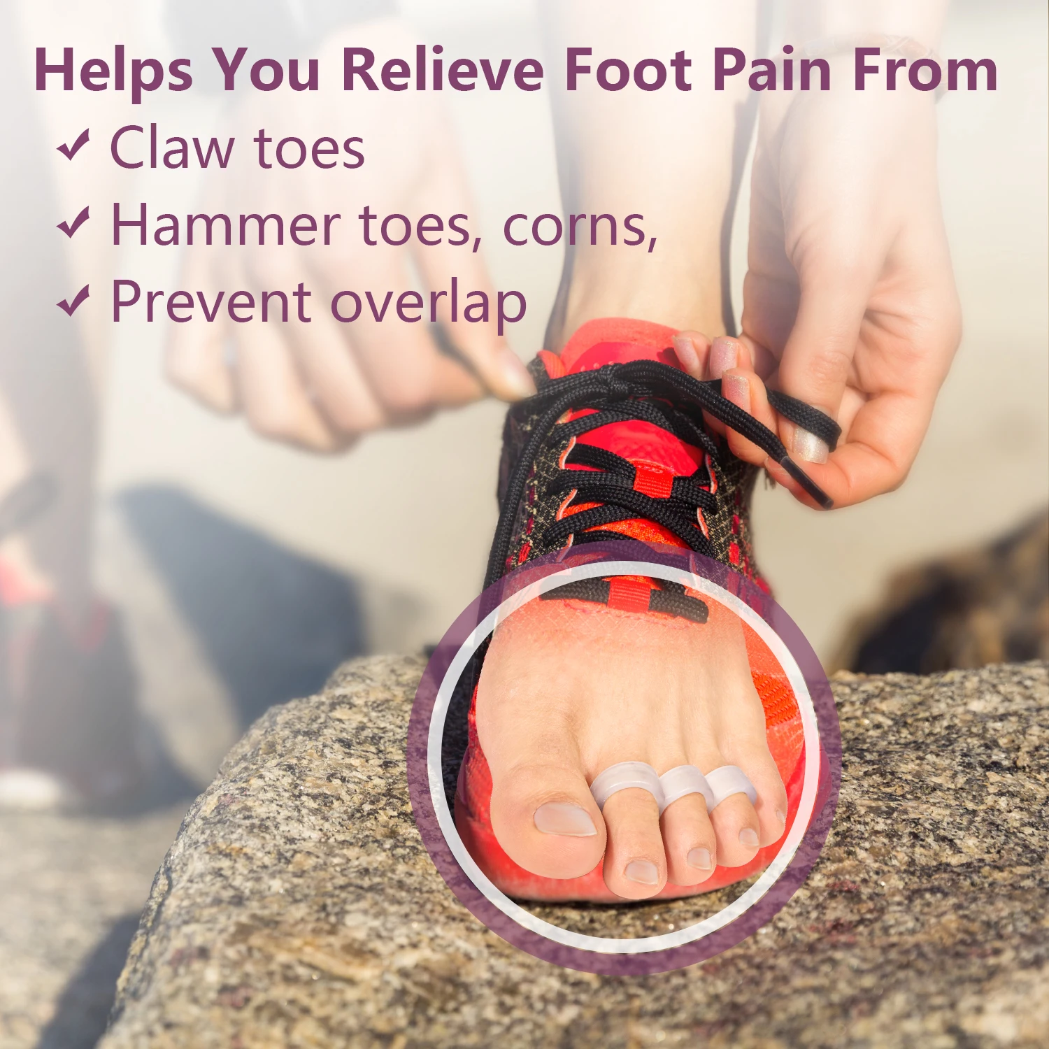 

2Pcs Sumifun Toe Separator Silicone Toes Overlap Orthopedics Hallux Valgus Bunion Correction Foot Health Care Clamp Protector