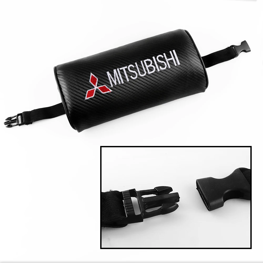 1 pçs emblemas de encosto de cabeça do assento de carro pescoço travesseiro suporte almofada acessórios automóveis para mitsubishi ralliart lancer