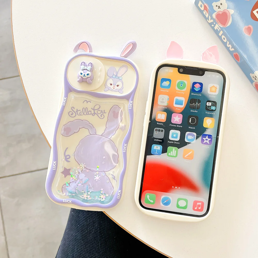 3D Disney StellaLou LinaBell Quicksand Phone Case for IPhone 15 14 13 12 11 Pro Max Plus Silicone Anti-fall Back Cover