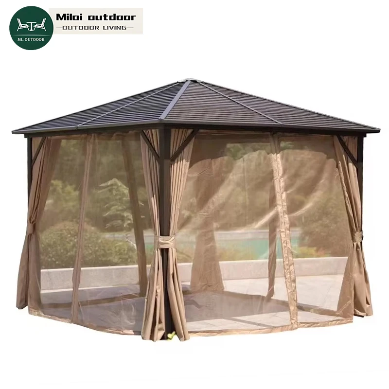 Modern Waterproof Sunshade Canopy Outdoor Garden Courtyard Mobile Manual Aluminum Alloy Pavilion