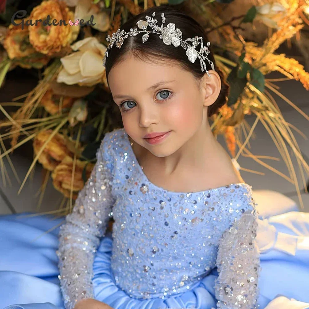 Full Sleeves Baby Girl Birthday Dress Sequined Fluffy Lush Dress For Girls Princess Ball Gown Tutu Baptism Baby Girl Dress