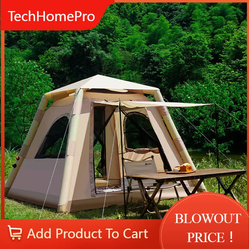 TechHPThickened Rainproof Folding Automatic Opening Camping Tent, Inflatable Tent, Outdoor Travel Camping Supplies, Air Tent