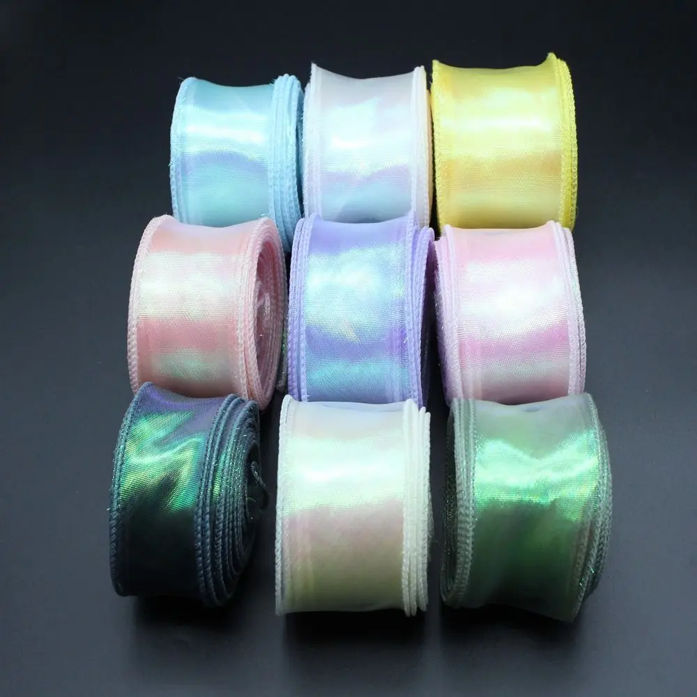 40 مللي متر 10 ياردة لفة من شريط من الساتان شبكة نسيج الدانتيل مهرجان DIY بها بنفسك الديكور زهرة باقة التفاف تزيين حفلات الزفاف #3