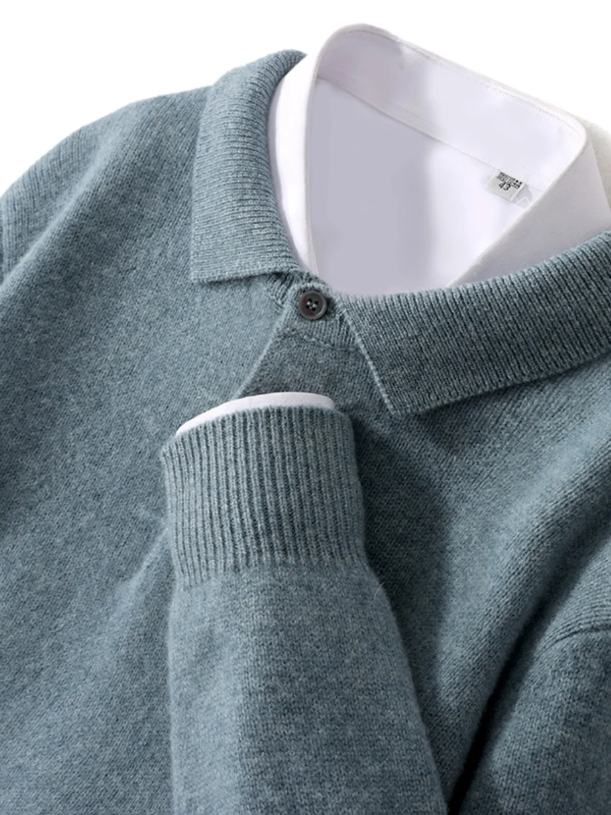 

Men's 00 Pure Wool Knitwear irt Collar Button Thiened Winter irt Casual Busin Sle Long Sve Basic Fit