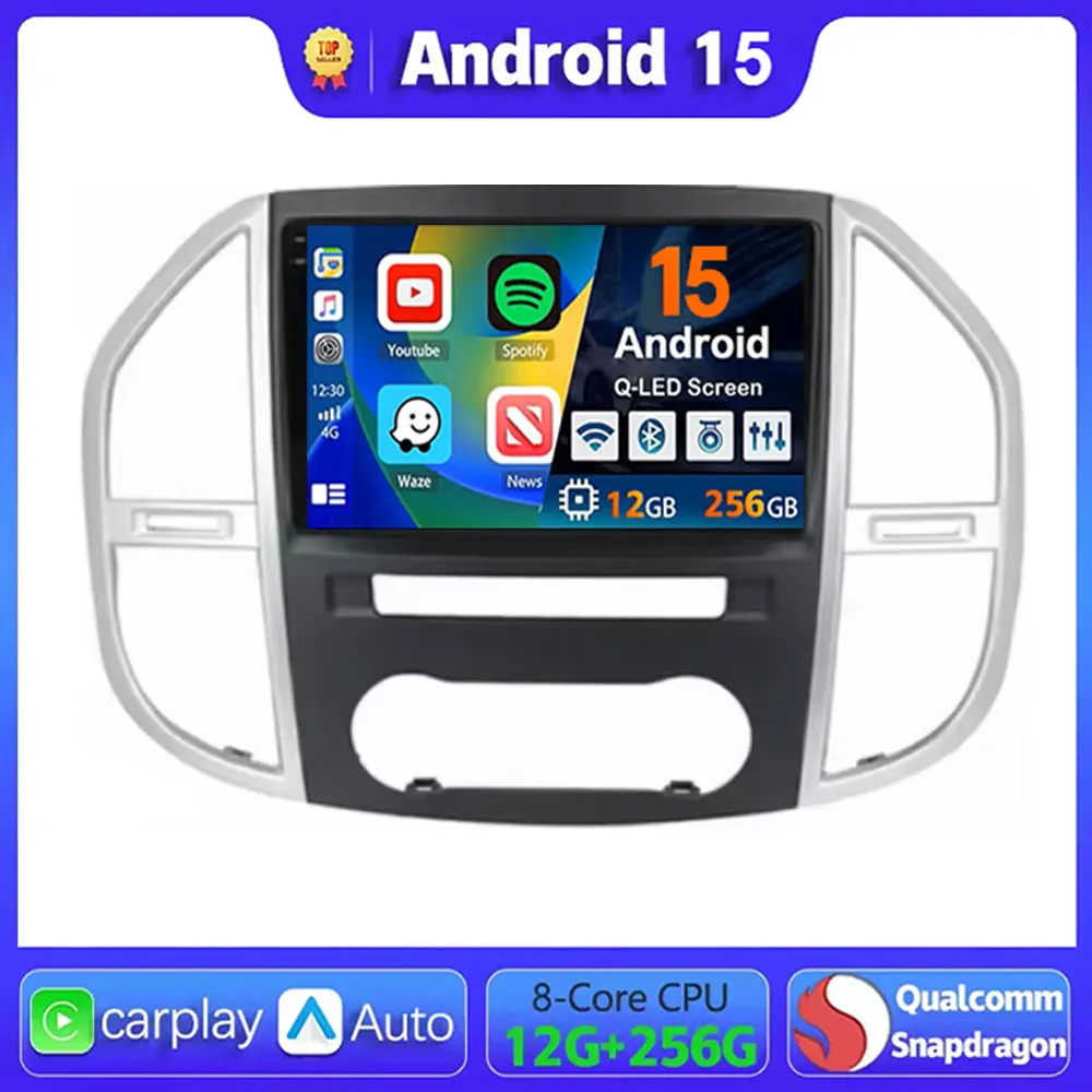

Android 15 Auto Carplay Car Radio For Mercedes Benz Vito 3 W447 2014 2015 - 2020 Navigation GPS Multimedia Player WiFi+4G Stereo