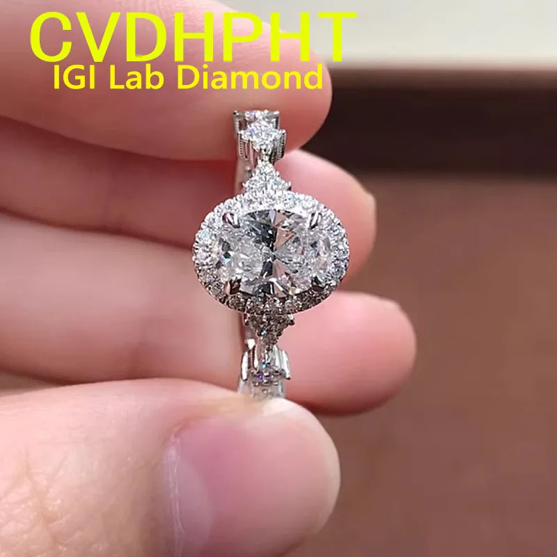 4 Carat Real Solid 14K White gold Lab grown dimaond ring IGI Pear cut D color Wedding engagement ring ﻿ ﻿ ﻿