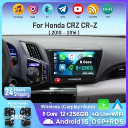 Android 15 Carplay Auto For Honda CRZ CR-Z 2010 - 2016 Car Radio Multimedia Video Player Navigation GPS No 2Din 2 Din DVD DSP