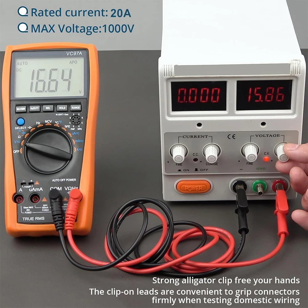 Alligator Clips To Banana Plug Test Cable Lead Connector Dual Probe Crocodile Clip Electrical Test Lead for Multimeter Testing