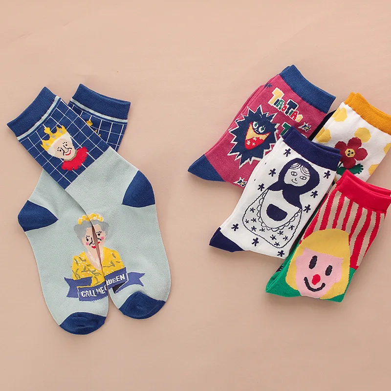 European and American fashion cartoon women socks funny Cartoon pop candy cute socks cotton for ladies 419