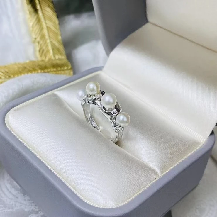 

Оптовая продажа, регулируемое кольцо из стерлингового серебра 925 пробы, настройки фурнитуры, крепления, аксессуары, детали для жемчуга 4,5-5 мм, 5 шт./лот