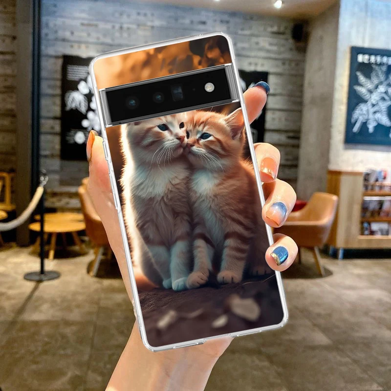 Custodia per telefono Kiss Cat Cute Kitten per Google Pixel 8 7 6 5 4 4XL Silicone antiurto 7A 6A 5A 4A 3A 3AXLPro 5G guscio trasparente