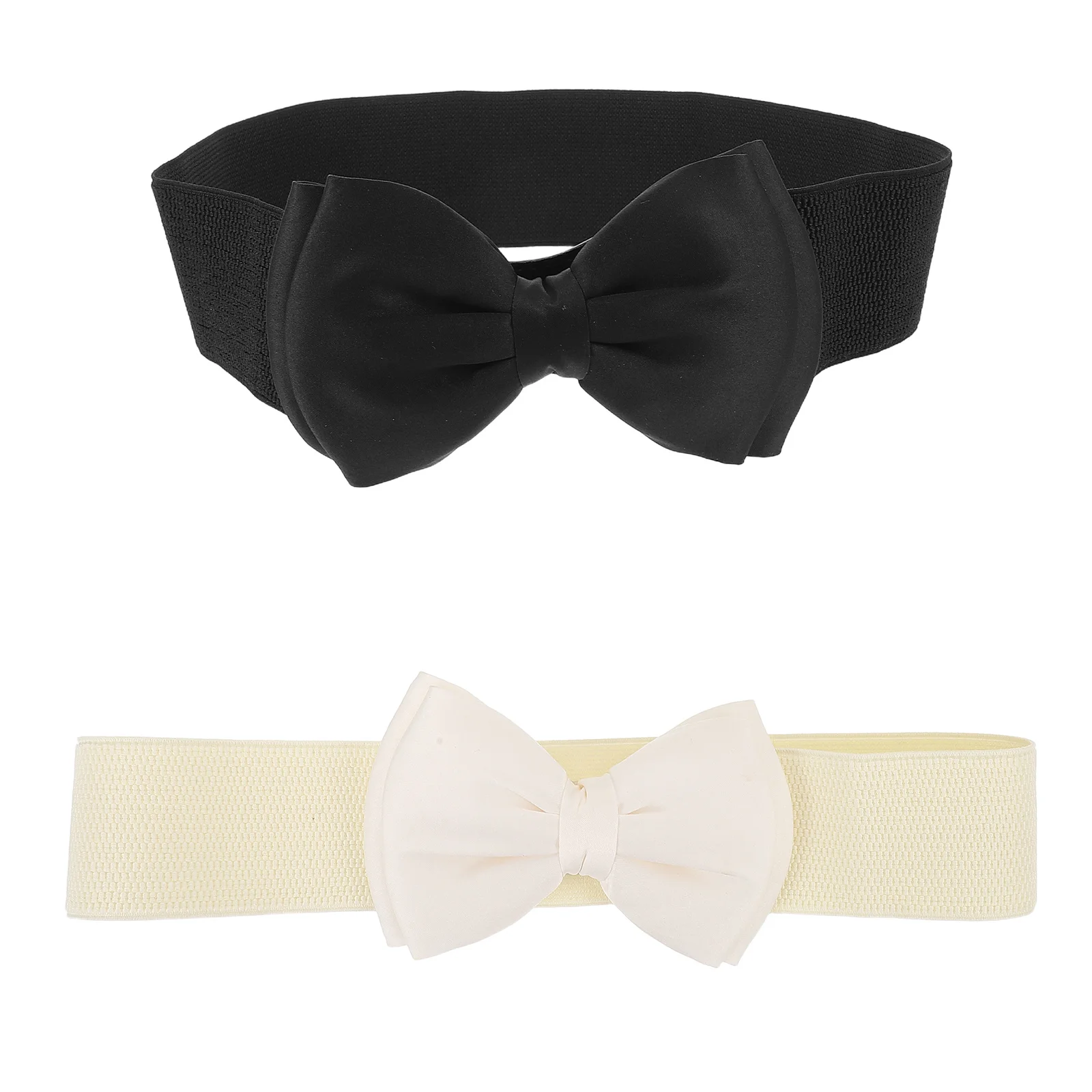 2 قطعة حزام خصر عريض مرن للأطفال Bowknot حزام بسط مشد Cinch أحزمة خمر نمط قابل للتعديل الخصر لفساتين #4