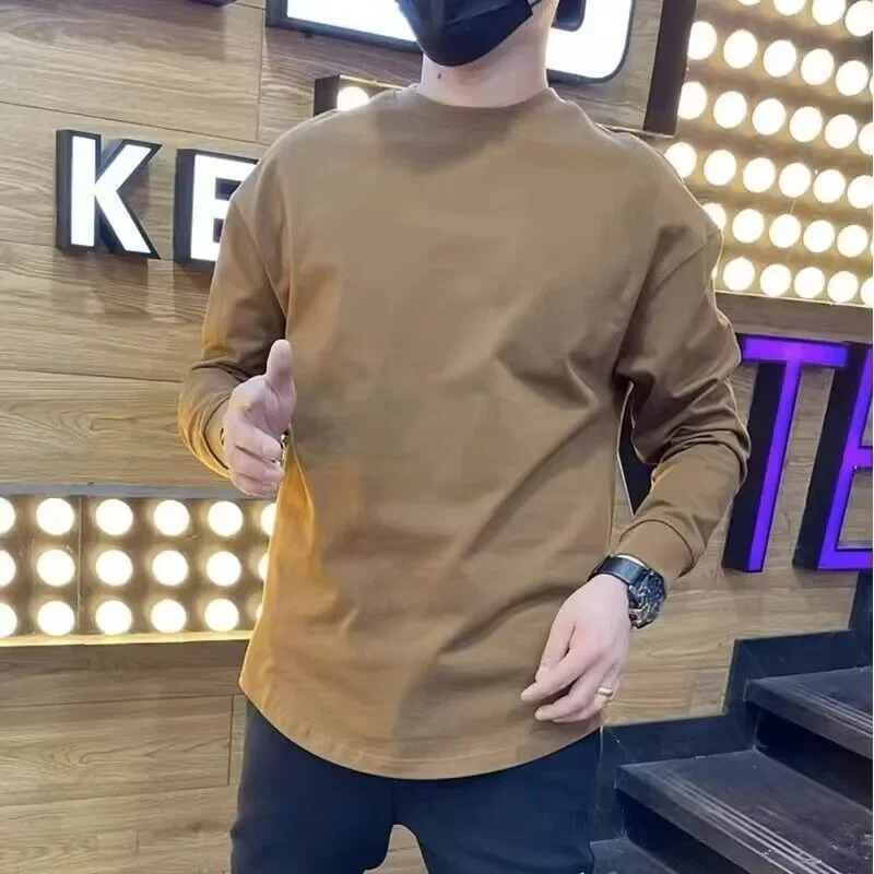 Man Pullovers Round Neck T Shirt for Men High Quality Sweatshirts 100℅ Cotton Elasticity Spring Fashion Trends 2024 Size S New