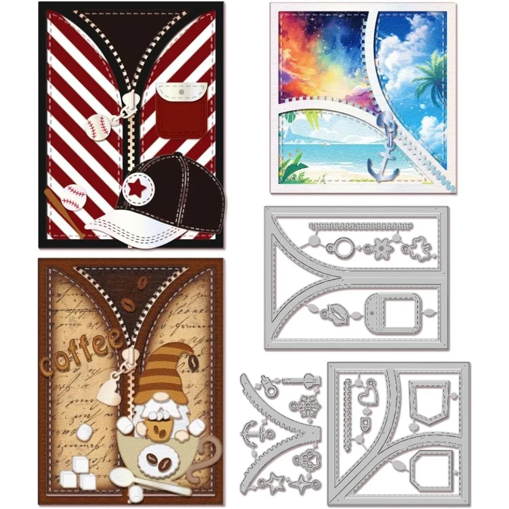 Schneideformen aus Kohlenstoffstahl mit Reißverschluss-Motiv für DIY-Scrapbooking, Fotoalben, dekorative Prägung, Papierkarten
