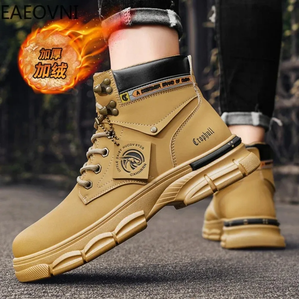 الرجال دراجة نارية الأحذية الدفء المضادة للانزلاق رجل الثلوج التمهيد مقاومة للاهتراء خفيفة الوزن المشي لمسافات طويلة حذاء رجل منخفضة القمم الكلاسيكية الساخن بيع