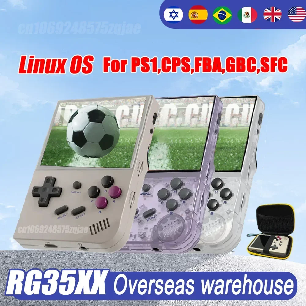 ANBERNIC-consola de juegos portátil Retro RG35XX, pantalla IPS de 3,5 pulgadas, sistema Linux, ranura para tarjeta Dual, 512G, 30000 juegos, reproductor de vídeo portátil