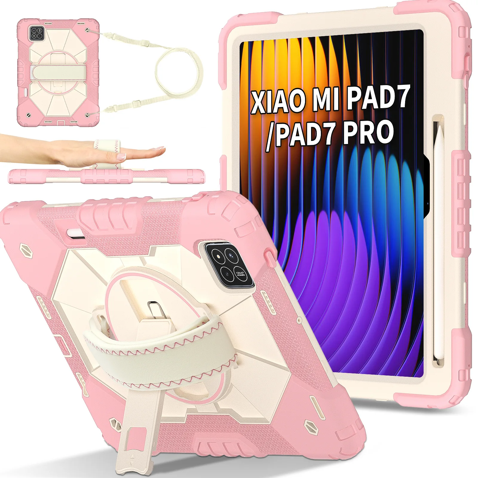 For Xiaomi Pad 7 2024 11.2 inch 360 Rotating Case for Xiaomi Pad 7 Pro 11.2 Armor Stand Handle Grip Cover