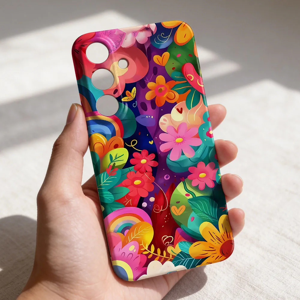 Phone Case For Samsung S26 S25 S24 S23 S22 Plus S21 Ultra Edge S23 S24 S25 FE Fantasy Flower Pattern Hard PC Bumper Cover