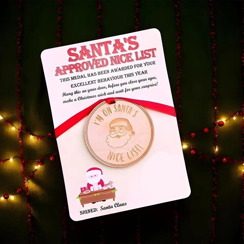 Daftar medali bagus kartu Natal daftar kartu Natal dengan medali kayu hiasan Natal estetika kotak Natal