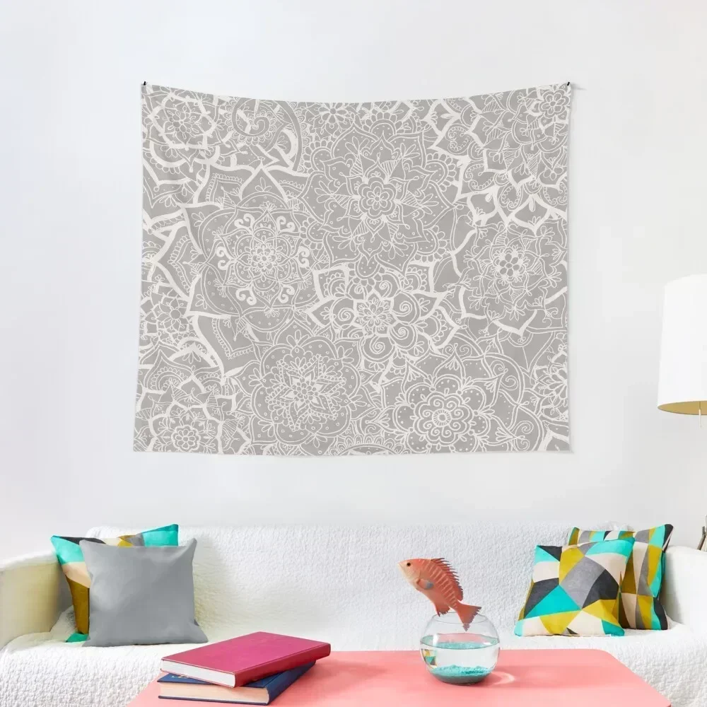 

Delicate Lace Mandala Pattern (Grey/Cream) Tapestry Wall Decor Hanging Aesthetic Room Decoration Tapestry