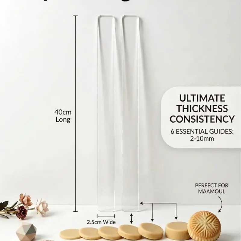 2Pcs DIY Polymer Clay Pottery Craft Tool Baking Rule Acrylic Thickness Ruler 2-5mmRolling Pin Guide For Cookie Fondant Maamoul
