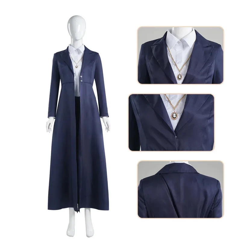 Disfraz de TV todo junto, accesorio de Cosplay, collar para mujer, gabardina azul, arnés, abrigo Agatha de bruja, uniforme de juego de rol para fiesta de Halloween