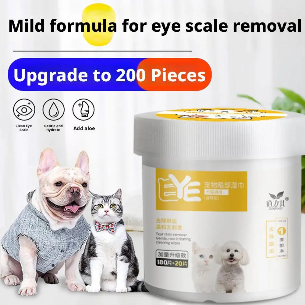 200 unids/caja toallitas de limpieza de ojos para mascotas, toallitas quitamanchas suaves para perros y gatos, almohadillas de lavado de ojos para mascotas, toalla para mascotas, toallitas para el cuidado de mascotas