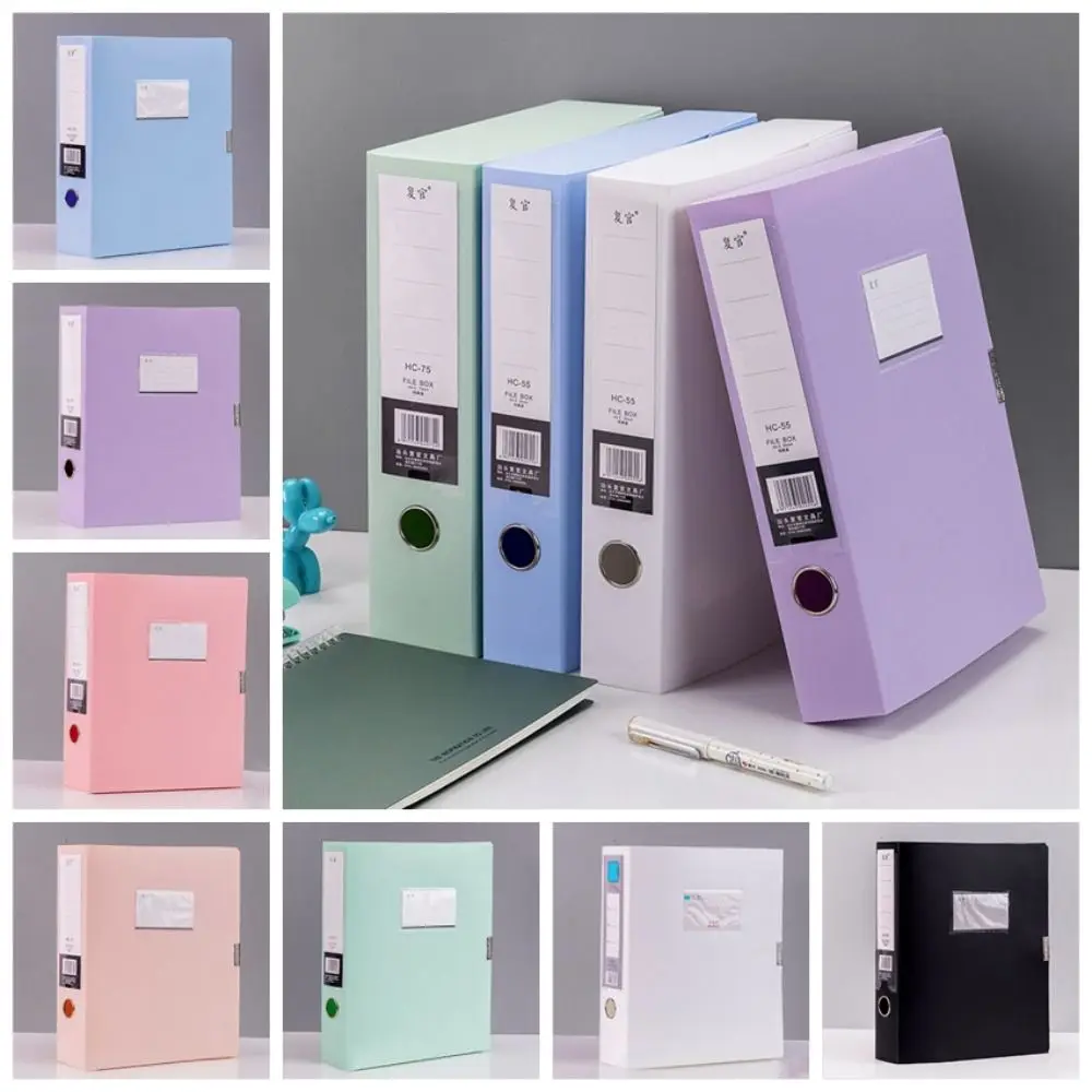 

Multifunctional A4 File Organizer Box Morandi Color Thickened Desktop Storage Box PP Plastic Dustproof File Paper Organizer